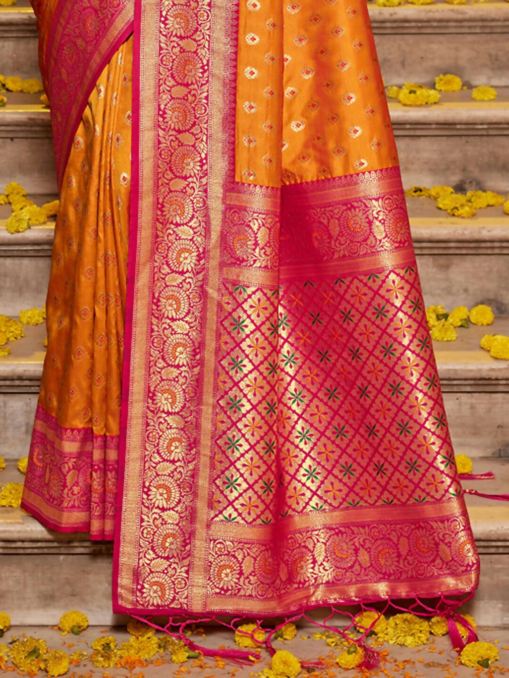 Shree Shyam Fashion Banarasi Silk Mustard Saree - Distacart