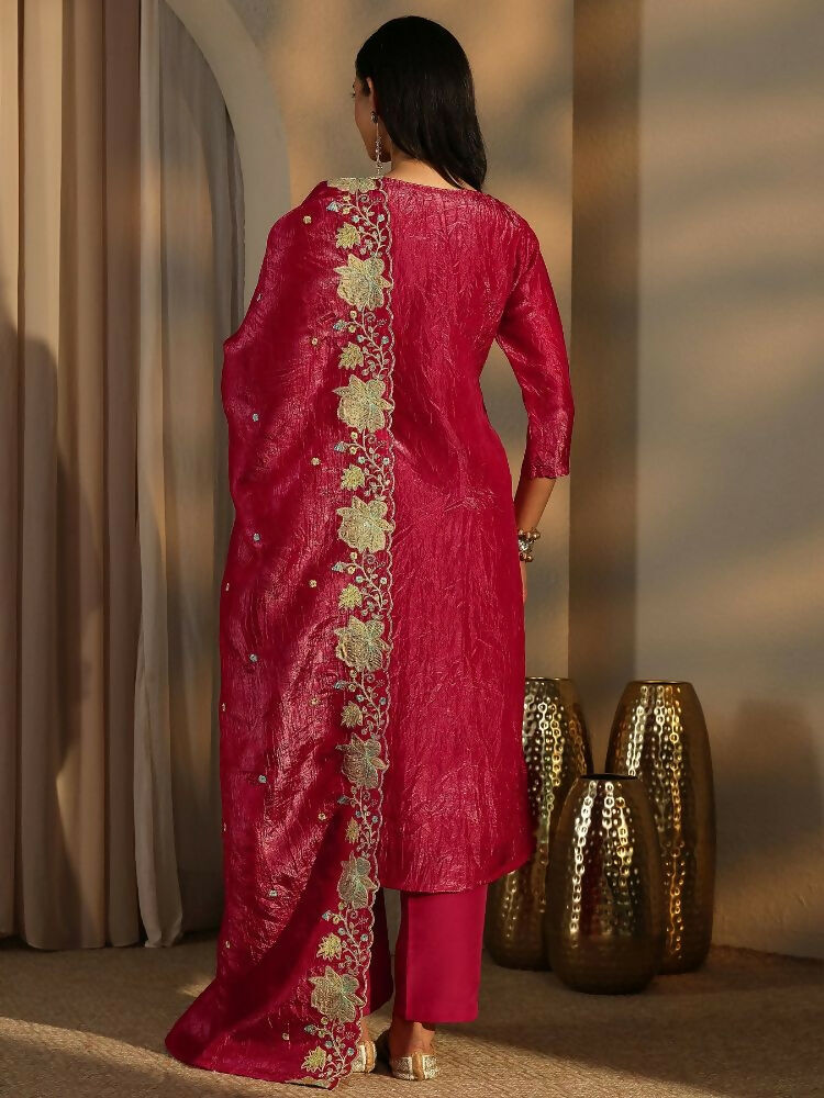 Teeya Creation Rani Color Barsana Silk Pakistani Style Salwar Suit