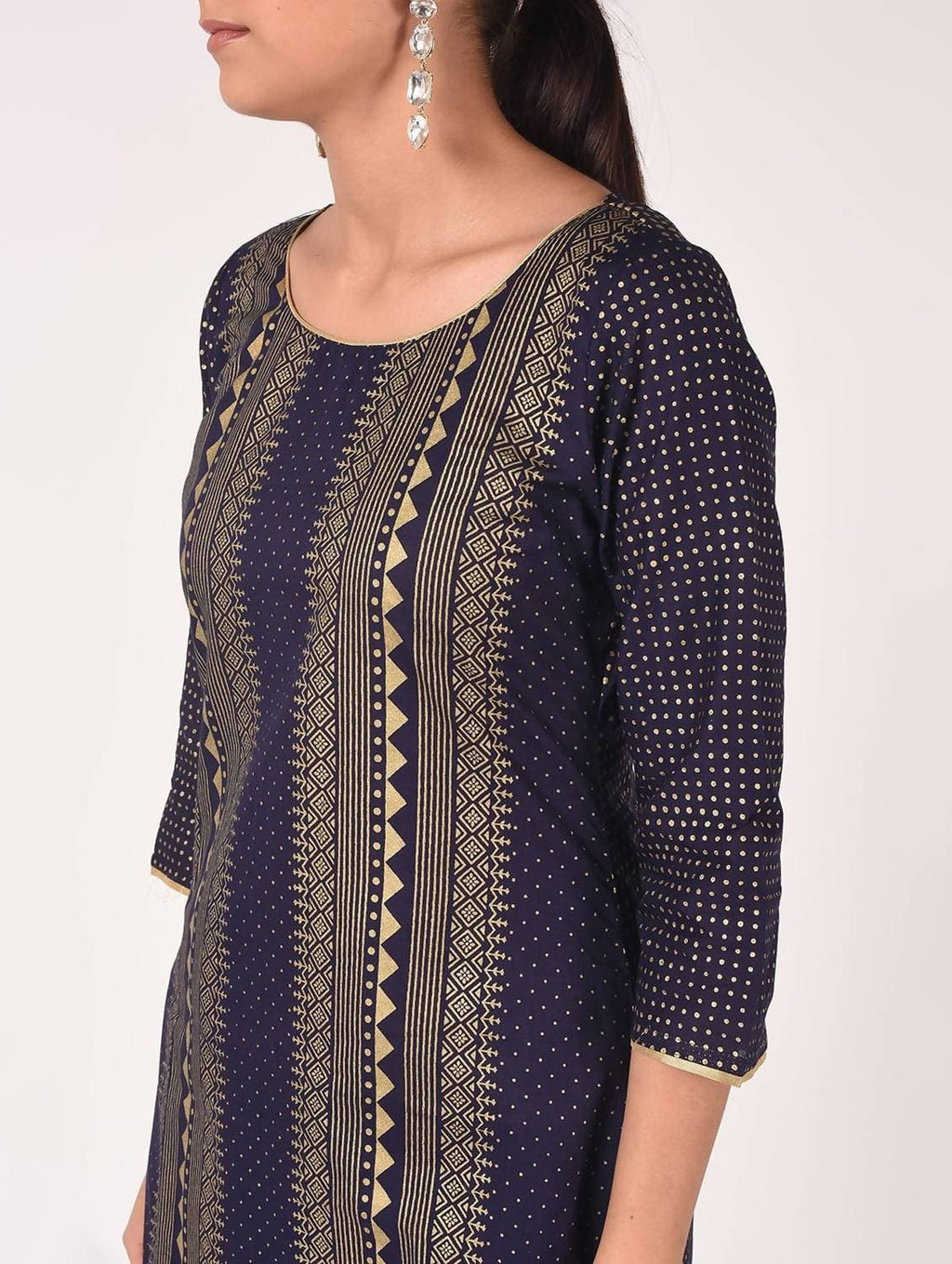 Cheera Hand Block Print Navy Color Straight Kurta