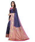 Vamika Navy Blue Printed Art Silk Saree