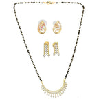 AanyaCentric Gold-Polished Mangalsutra with Pendant, 2 Pair Earrings
