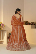 Kesar Fab Orange Jimmy Choo Hand_Woven Lehenga