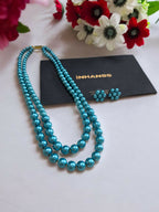 Inhanns Everyday Workwear Pearl Set (Double Layered Pearls) - Sea Blue