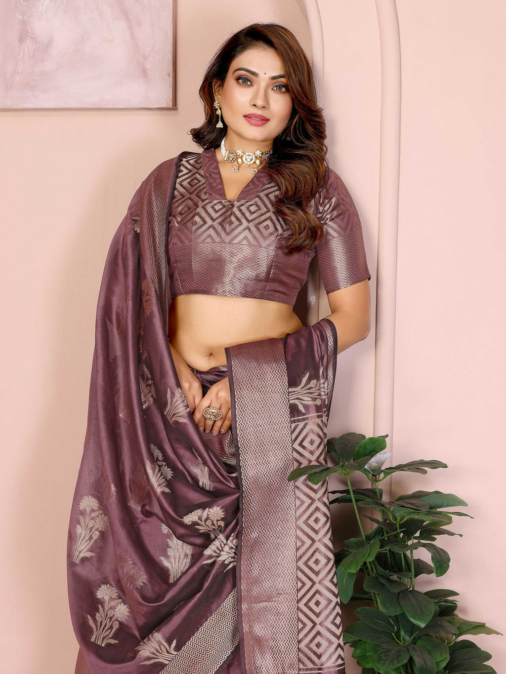 Aastha Fashion Purple Soft Organza Silk Weaving Saree - Distacart
