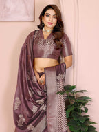 Aastha Fashion Purple Soft Organza Silk Weaving Saree - Distacart