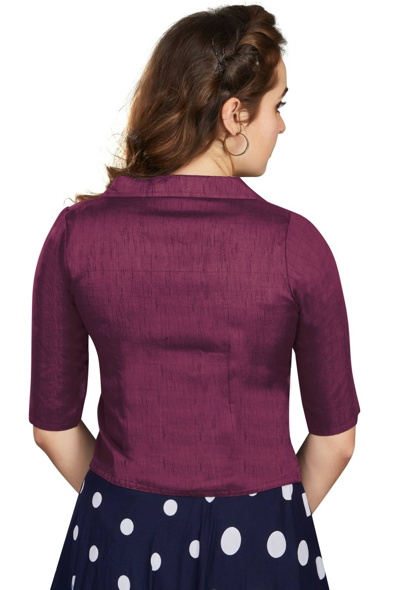 Aastha Fashion Women's Women's Wine Art Silk Button Readymade Blouse
