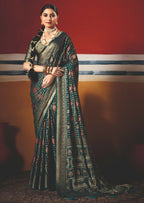 Joban Fashion Teal Blue Dull Moss Brasso Saree - Distacart
