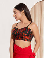 Joban Fashion Black Organza Padded Blouse With Sweetheart Neck Sleeveless - Distacart