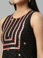 Ahalyaa Womens Black Crepe Printed Kurta Palazzo Set - Distacart