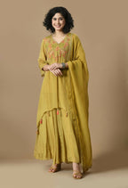Joban Fashion Mehendi Chinnon Kurta Set
