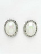 NVR Women's Silver Plated Oval Stud Earrings - Distacart