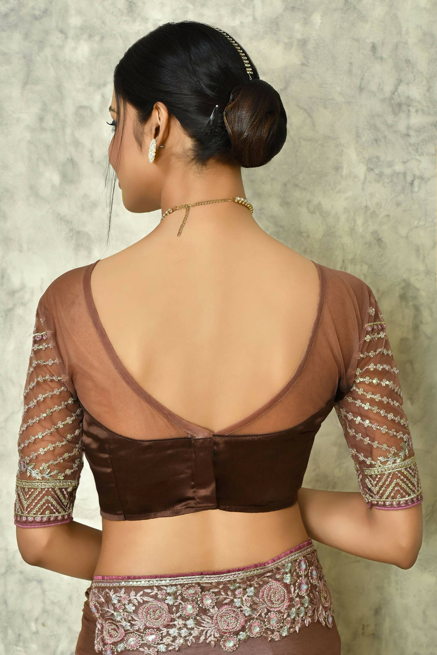 Brown Silk Plain Saree with Blouse Piece - Purvi