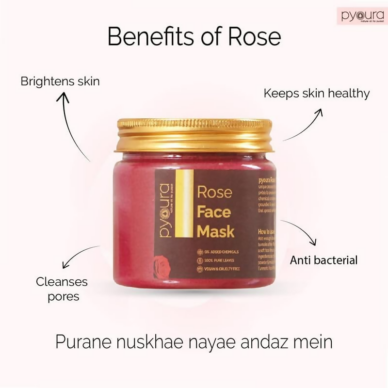 Pyoura Rose Face Mask No Clay Only 100% Pure Rose Petal Powder