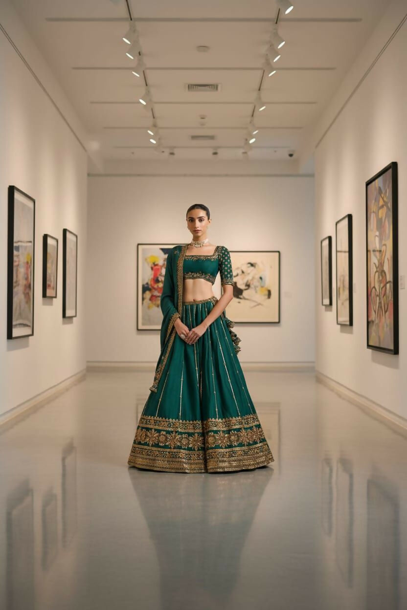 Lehenga Mart Designer Indian Wedding Lehenga Choli-Green - Distacart