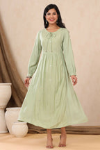 Juniper Women Lightolive Rayon Embroidered A-Line Dress - Distacart