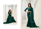 Green Crepe Satin Silk Handwork Saree with Unstitched Blouse - Norita Saanjh