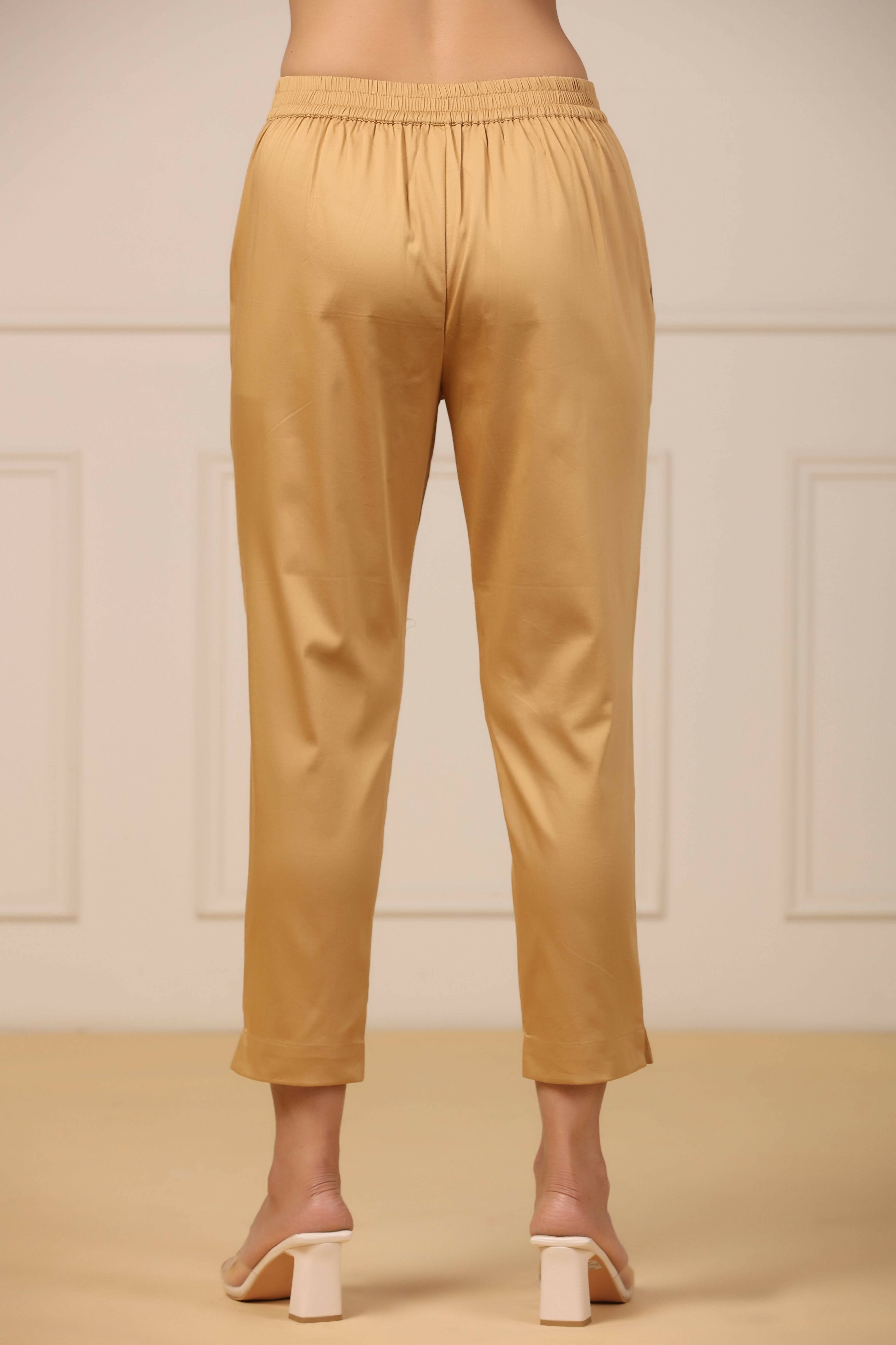 Juniper Women's Beige Solid Straight Slim Pant - Distacart