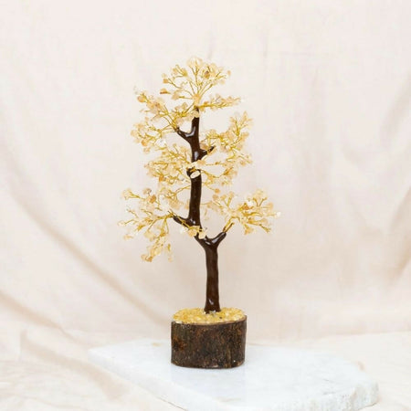Indianvibez Bodh Citrine Tree with Wooden Base 300 Beads