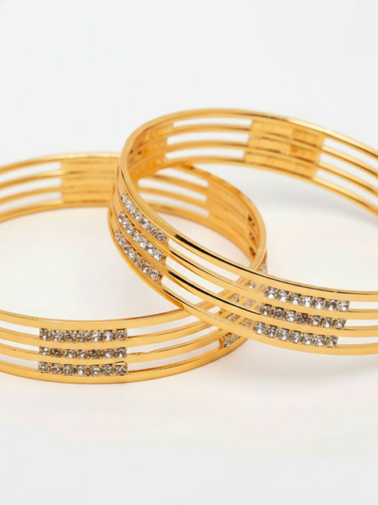 NVR Women Set of 2 Gold Plated CZ Stone Kada Bangle - Distacart