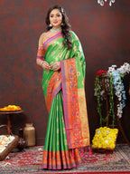 Lorenvalley Fashion Navyblue Kanjivaram Silk Woven Design with Zari Weaving Saree