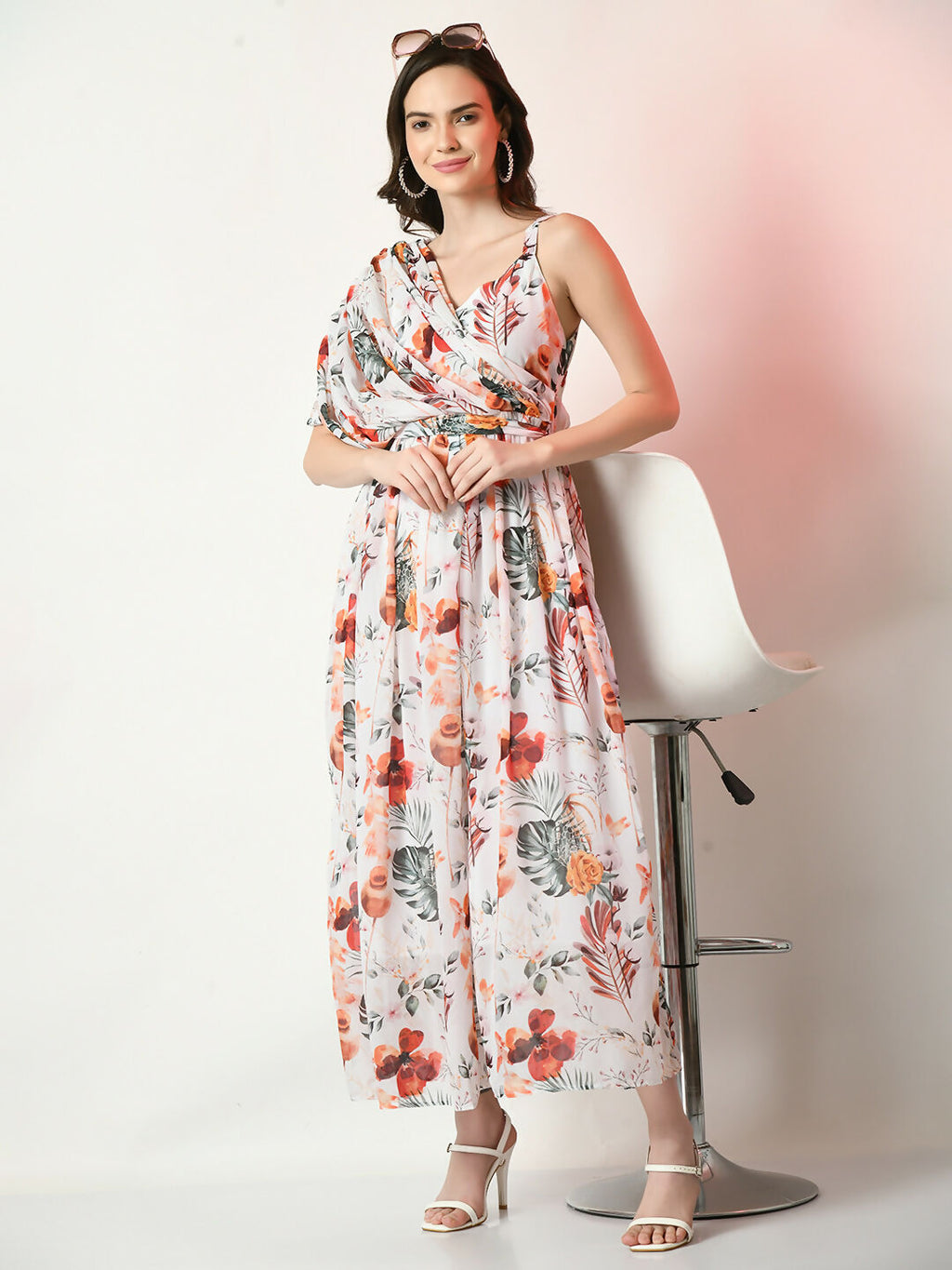 Myshka Women's White Printed Dress - Distacart