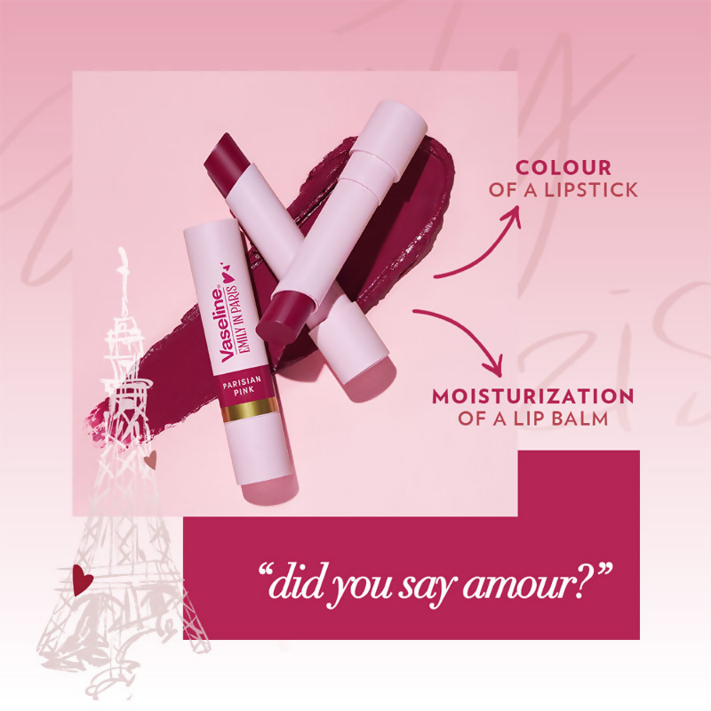 Vaseline Emily In Paris Tinted Lip Balm Stick - Parisian Pink - Distacart