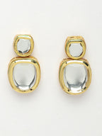 NVR Women's Gold Kundan-Studded Necklace and Earrings with Mang Tikka