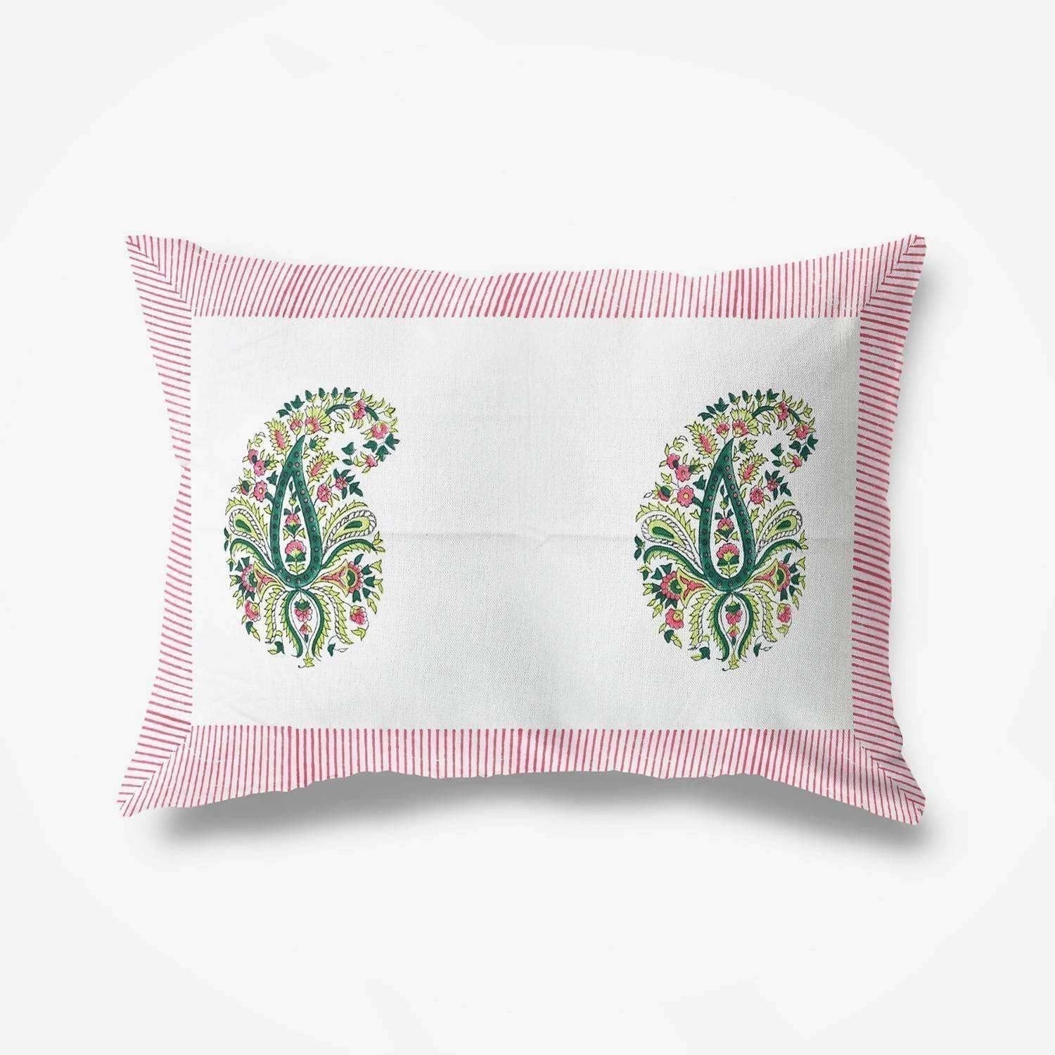 Paisley Hand Block Printed Double 90x108 Inches Bedspread with 2 Pillow Covers