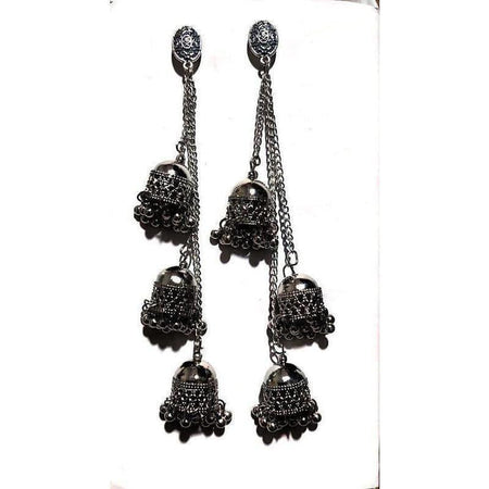 MS Fashion India Black Color Long Hangings Chains Jhumkas Pearls Earrings