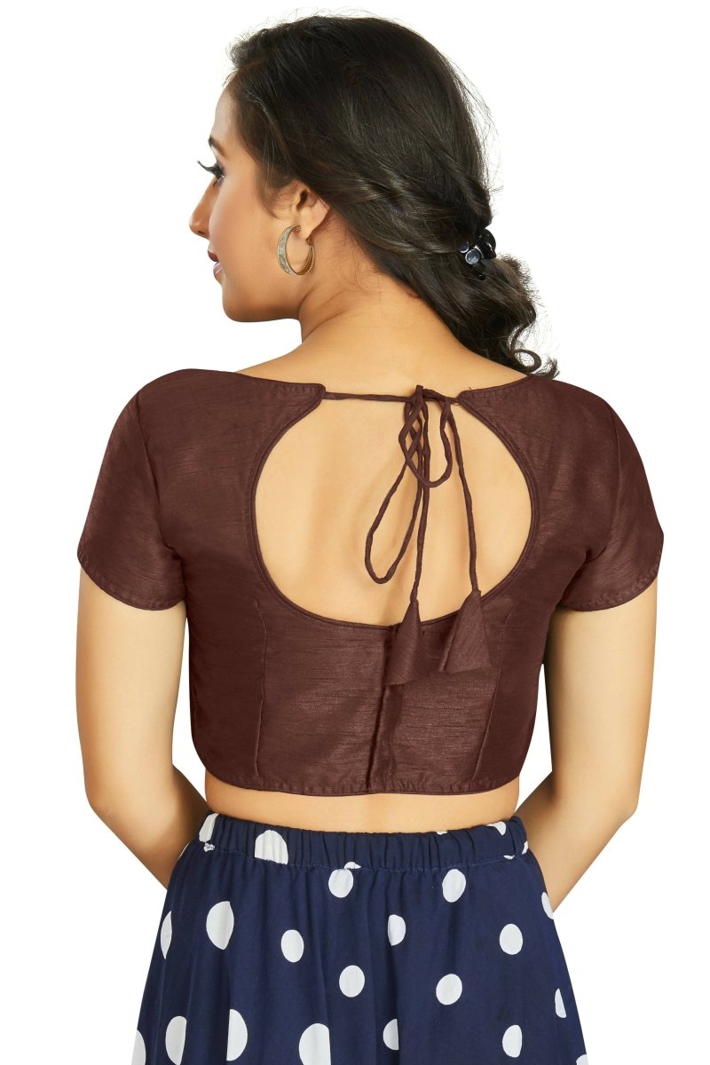 Aastha Fashion Women's Coffee Art Silk Designer Festive Wear Readymade Blouse