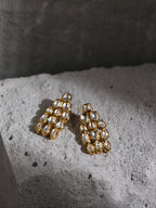 Gold-Toned White Kundan Contemporary Gold-Plated Drop Earrings - Ruby Raang - Distacart