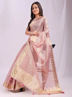Shree Shyam Fashion Organza Pink Saree - Distacart