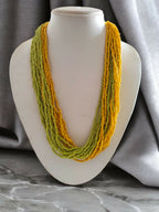 Inhanns Handmade Beaded Multilayer Necklace, 20 Layers - Neon Green & Yellow