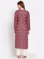 Myshka Women's Multi Printed Pashmeena Full Sleeve Round Neck Casual Winter Kurta