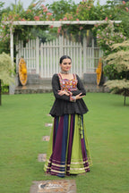 Teeya Creation Multi Colour Reyon Silk Gamathi Work Navratri lehenga Choli