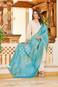 Festive Wear Ethnic White vetigun Stitched Suit With Dupatta - Nisha