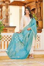 Festive Wear Ethnic White vetigun Stitched Suit With Dupatta - Nisha