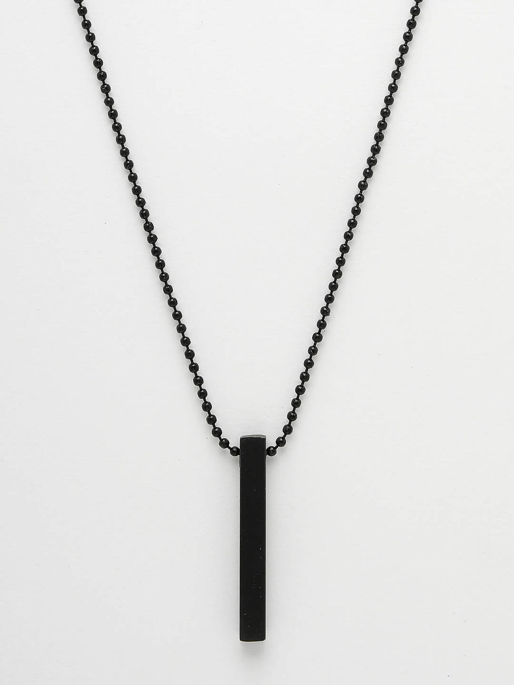 NVR Men's Black Rhodium Plated Bar Pendant & Chain