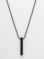 NVR Men's Black Rhodium Plated Bar Pendant & Chain