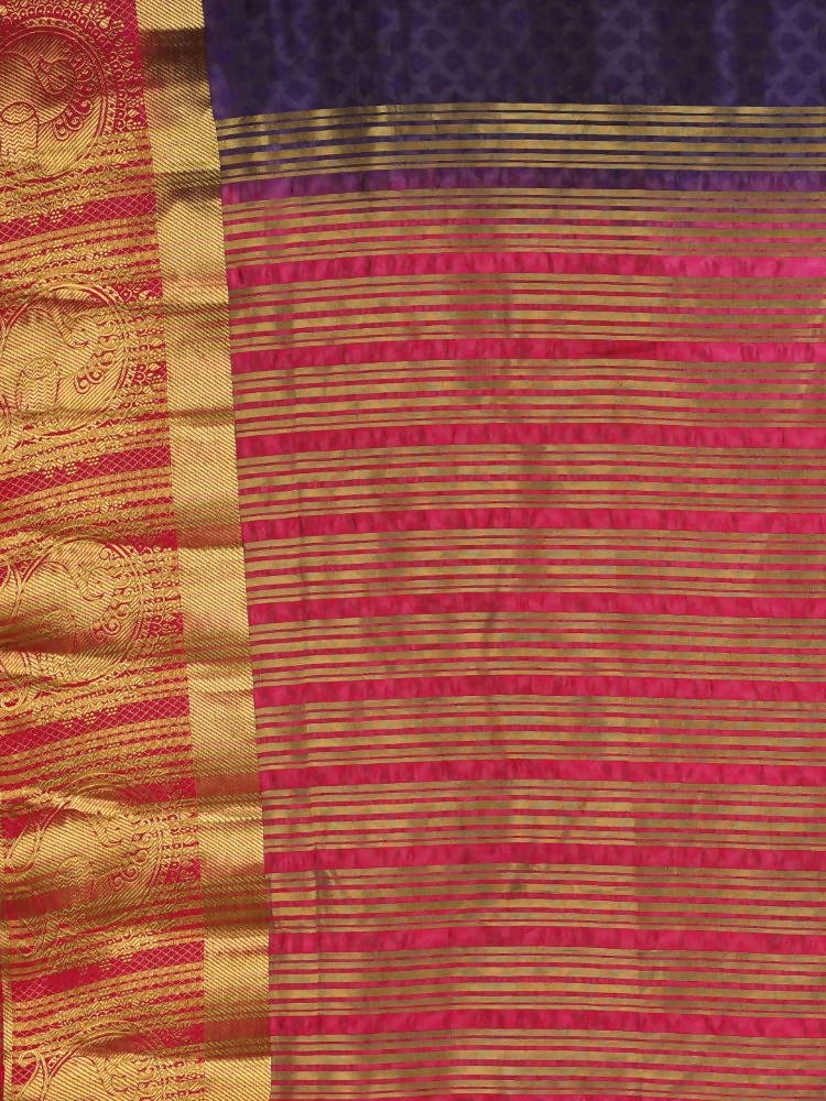 Kalamandir Floral Navy Blue Pashmina Saree