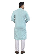 Anaita Light_Blue Lucknowi Work Silk Straight Kurta