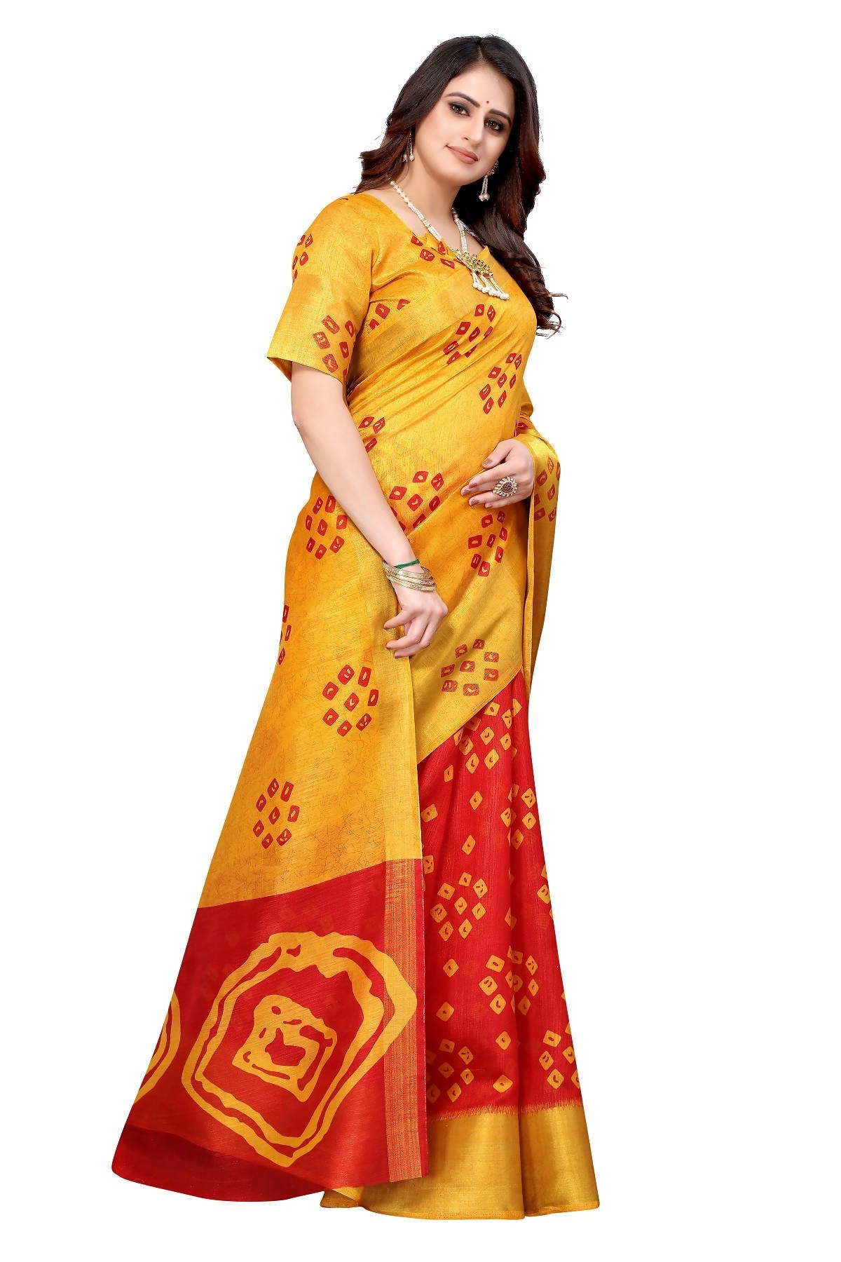 Vamika Ethnic Fire Red Jari Border Linen Saree - Distacart