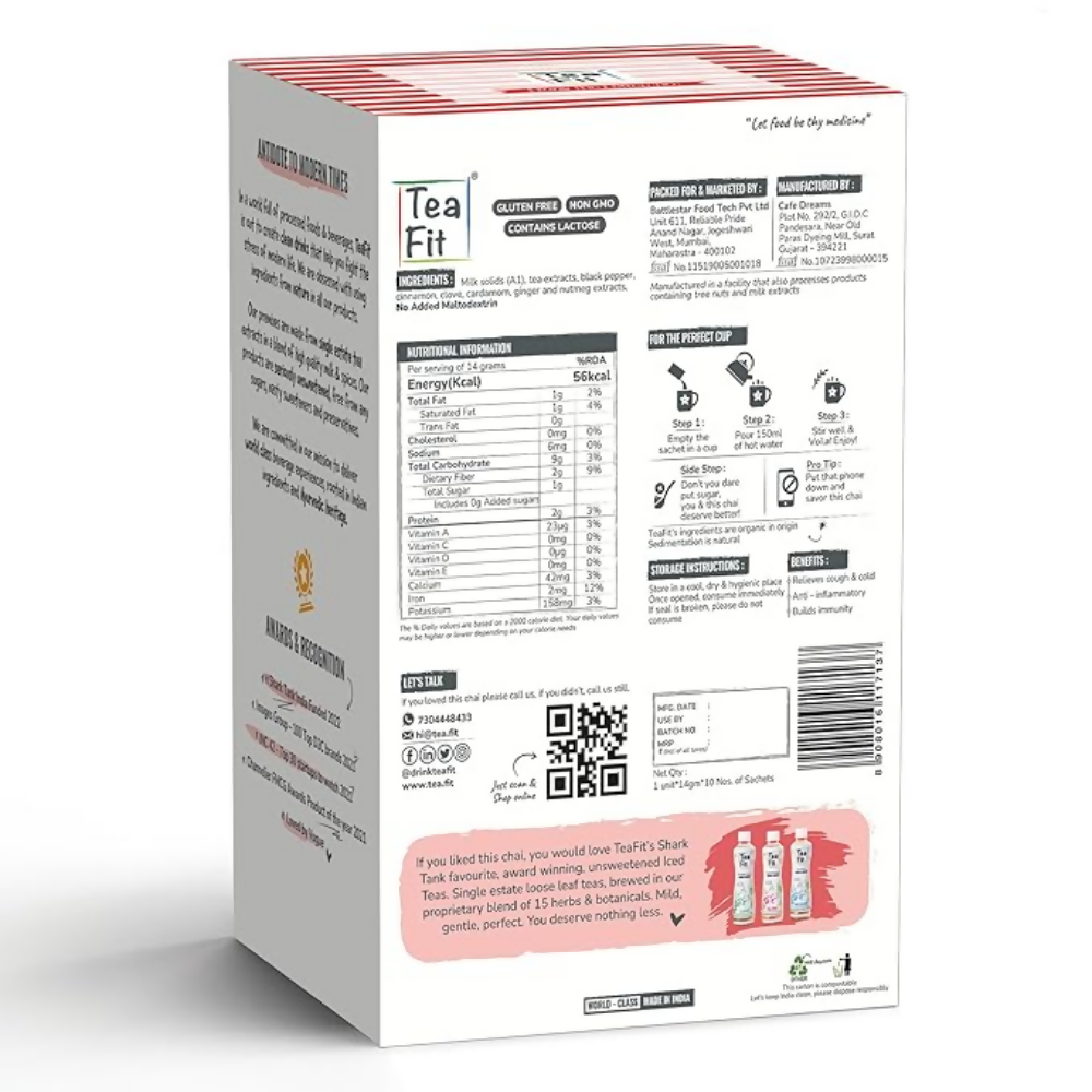 TeaFit Premium NO SUGAR Instant Masala Tea Premix - Distacart