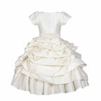 Asmaani Baby Girl's Off-white Colour Satin A-Line Maxi Full Length Dress (AS-DRESS-22116)