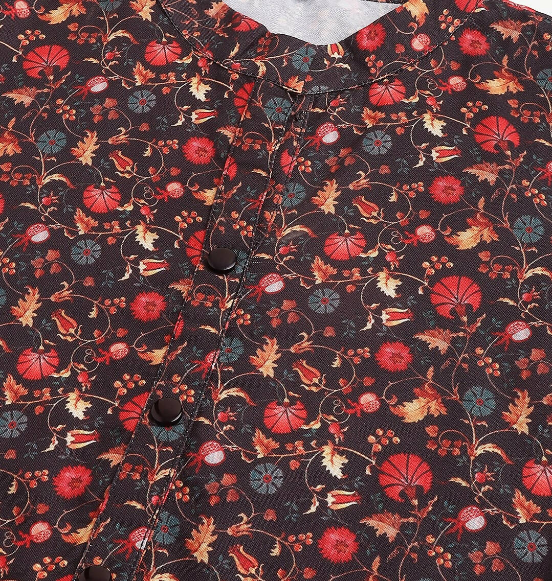 Black Poly Rayon Digital Printed A-line Top - Tarini