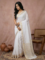 Shree Shyam Fashion White Cotton Saree - Distacart