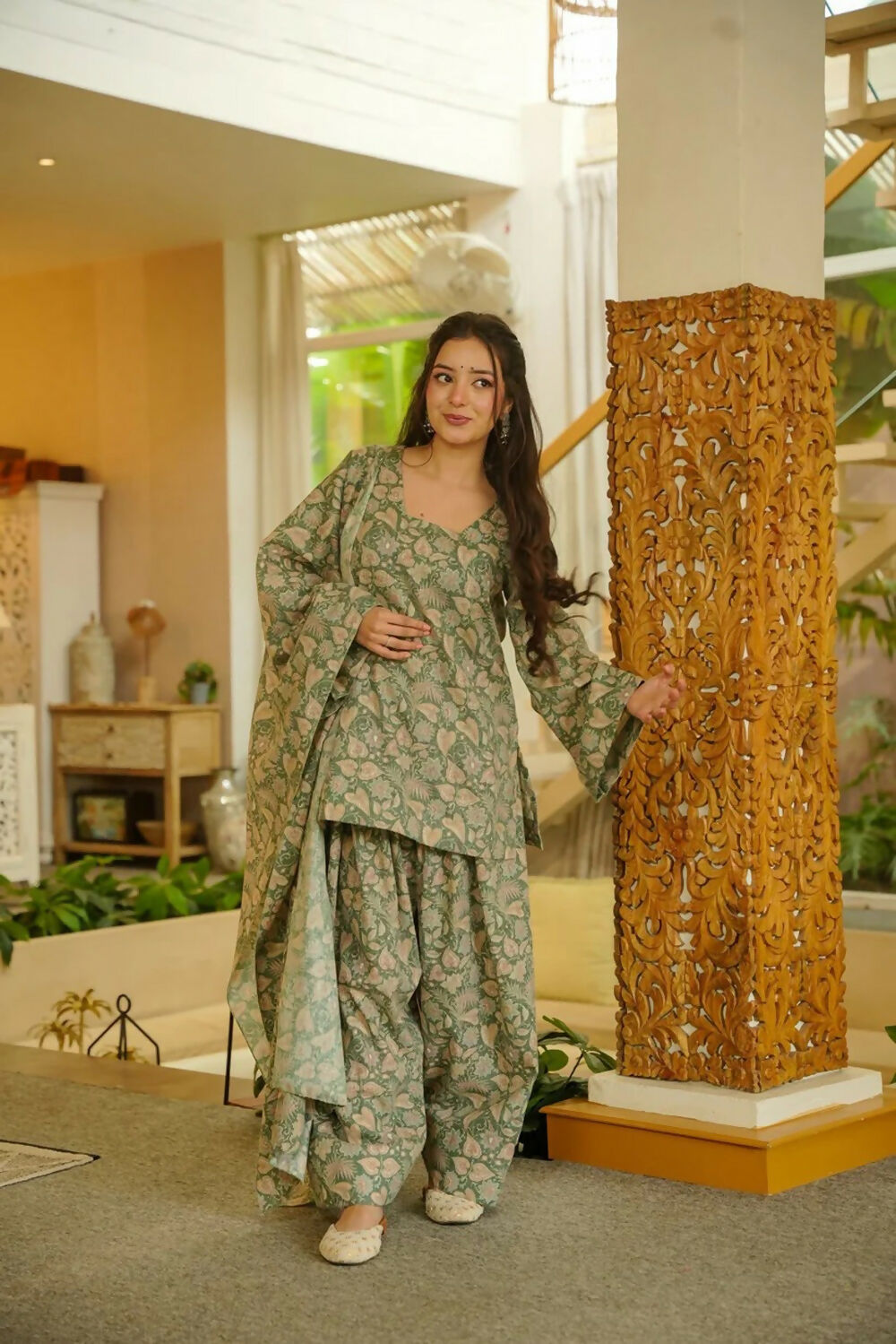 Aayaa Designer Printed Full Flared Suit - Distacart