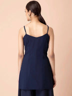 Indya Navy Blue Georgette Kurta - Distacart