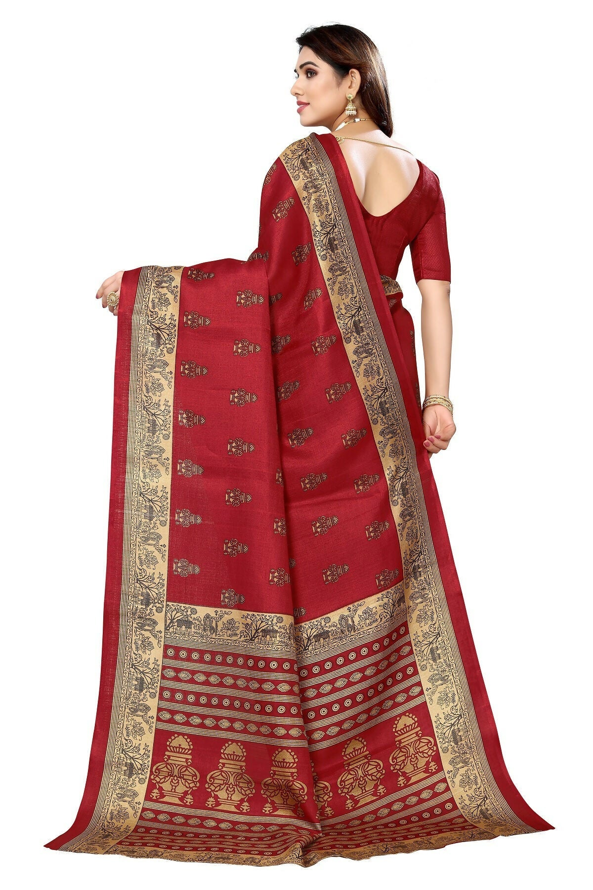 Vamika maroon Printed Art Silk Saree