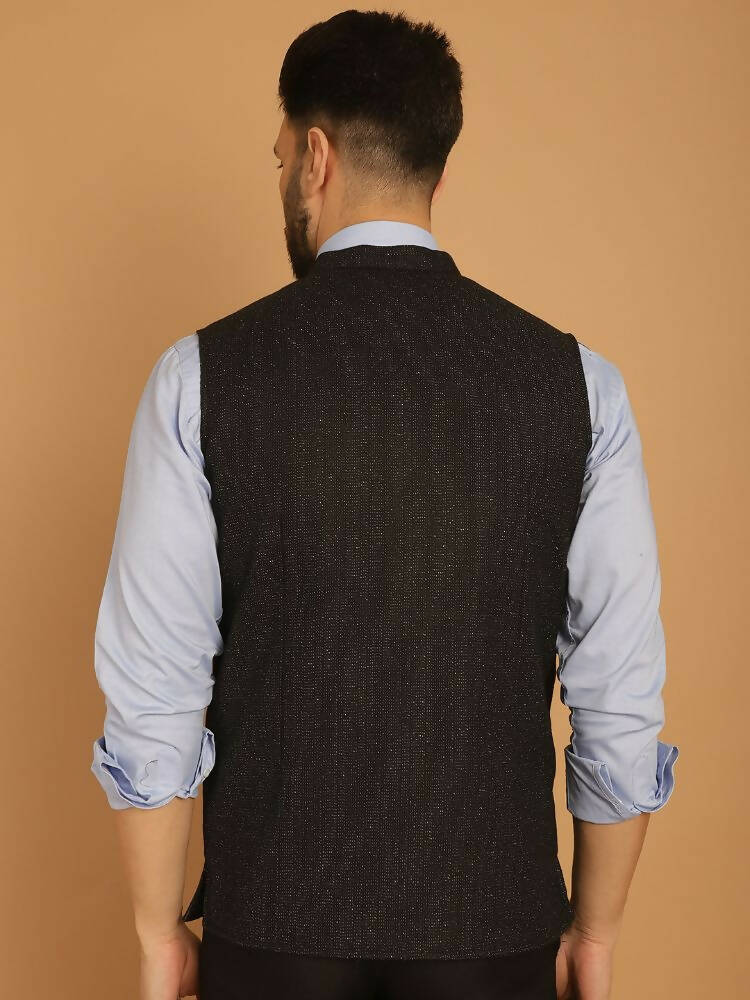 Even Apparels Pure Wool Nehru Jacket - Black